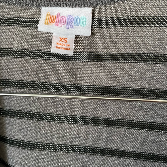 GRAY AND BLACK STRIPED JOY DUSTER • LULAROE - Picture 4 of 6